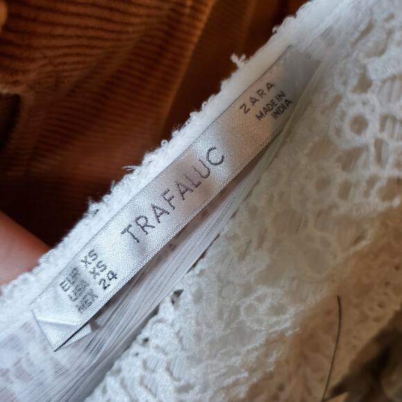 NWT Zara White Lace Crepe Chiffon Buttondown Maxi Tank Top Womens XSmall - Picture 4 of 5